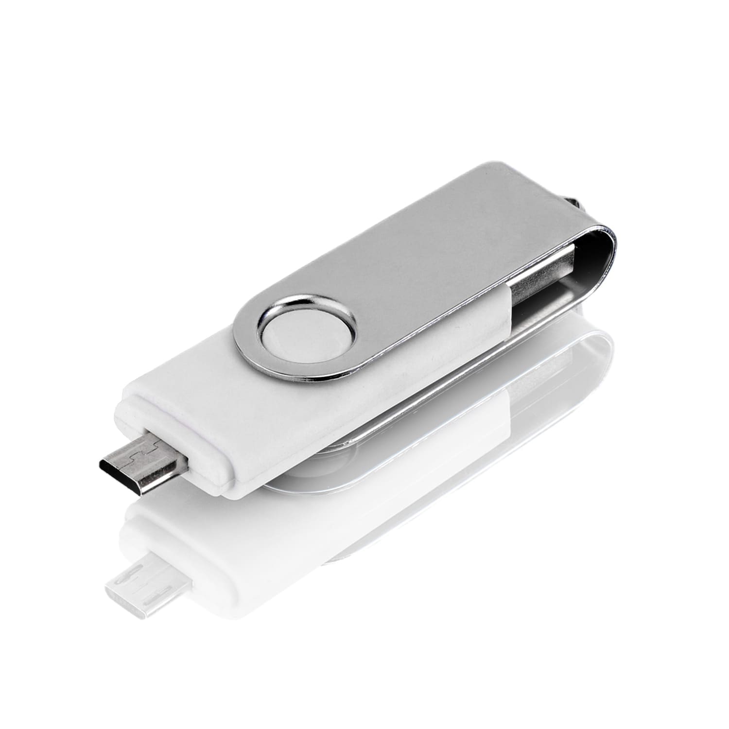 OTG Флешка Twist F04 с двумя адаптерами USB и micro USB, белая