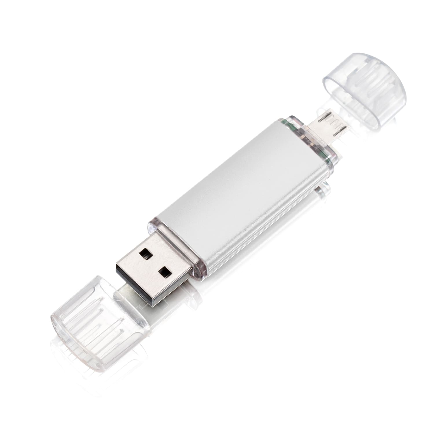 OTG Флешка Simple F05, серебряный цвет, металлическая