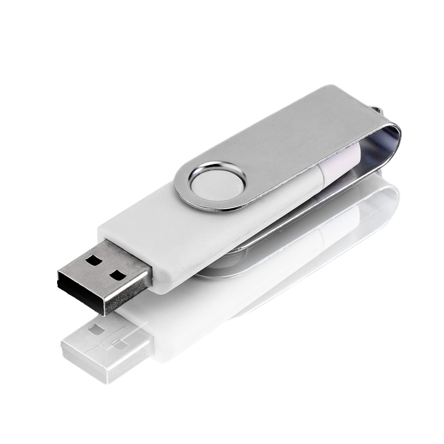 micro USB адаптер, флешка с металической скобкой, OTG Twist F04, белый