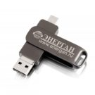 Металлическая OTG флешка арт.F38 с гравировкой. тёмно-серая