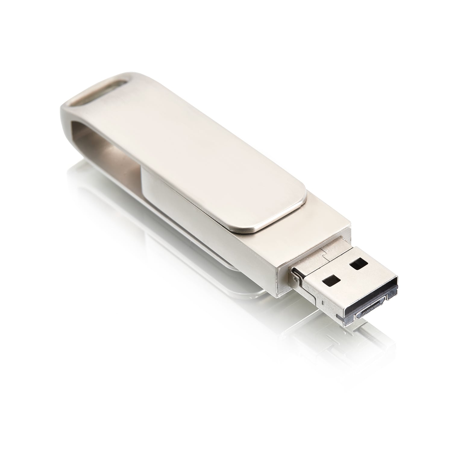 Флешка 3 в 1 (USB + micro USB + Type-C) оптом серебряная, F38