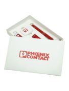 Подарочный набор с логотипом для компании Phoenix Contact внешний аккумулятор, беспроводные наушники, флешка-ручка, otg-флешка, кабель 3 в 1, Флеш империя флешки оптом купить логотип под заказ Фоникс Контакт