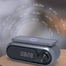 Беспроводная зарядка, радио, будильник, серый цвет-min